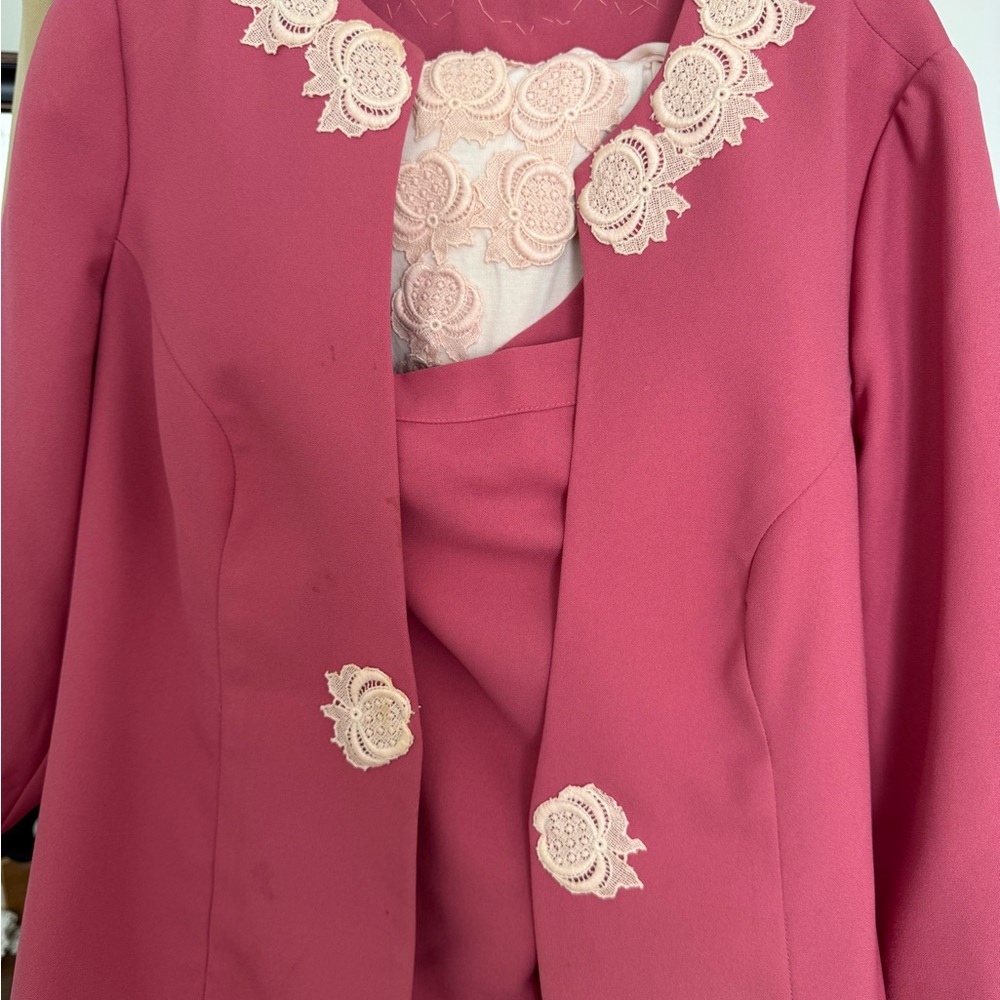 Elegant Pink Lace-Trimmed Women's Jacket